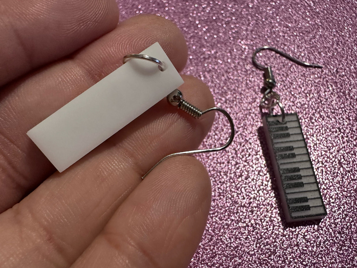 Piano Earrings: Laser Cut Acrylic Pianos, Keyboards, Music, Musical, Musician, Octave, Keys, Play, Instrument, Best Gifts for Her/Him/Them