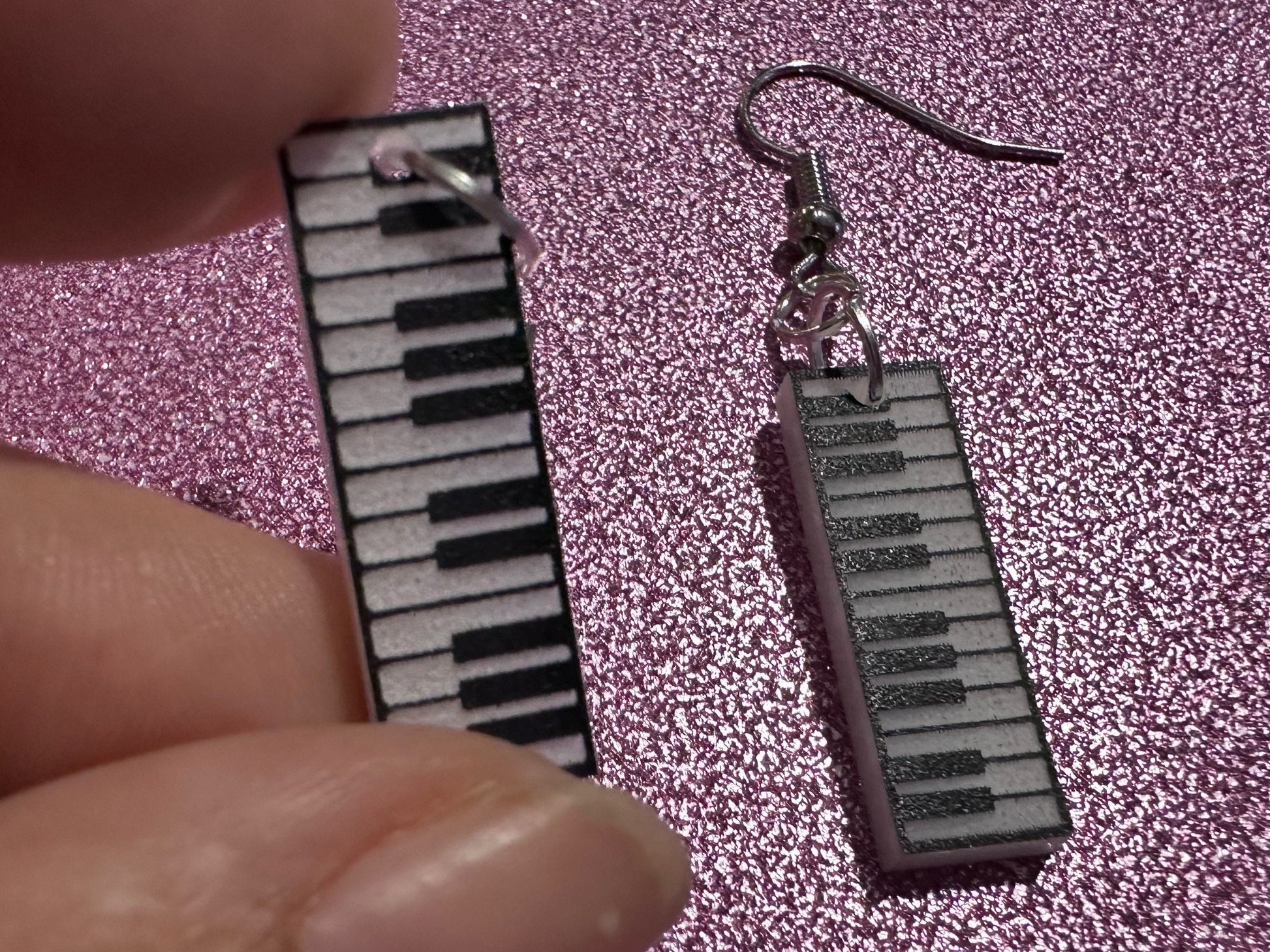 Piano Earrings: Laser Cut Acrylic Pianos, Keyboards, Music, Musical, Musician, Octave, Keys, Play, Instrument, Best Gifts for Her/Him/Them