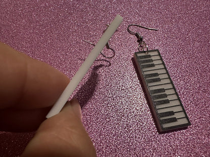 Piano Earrings: Laser Cut Acrylic Pianos, Keyboards, Music, Musical, Musician, Octave, Keys, Play, Instrument, Best Gifts for Her/Him/Them