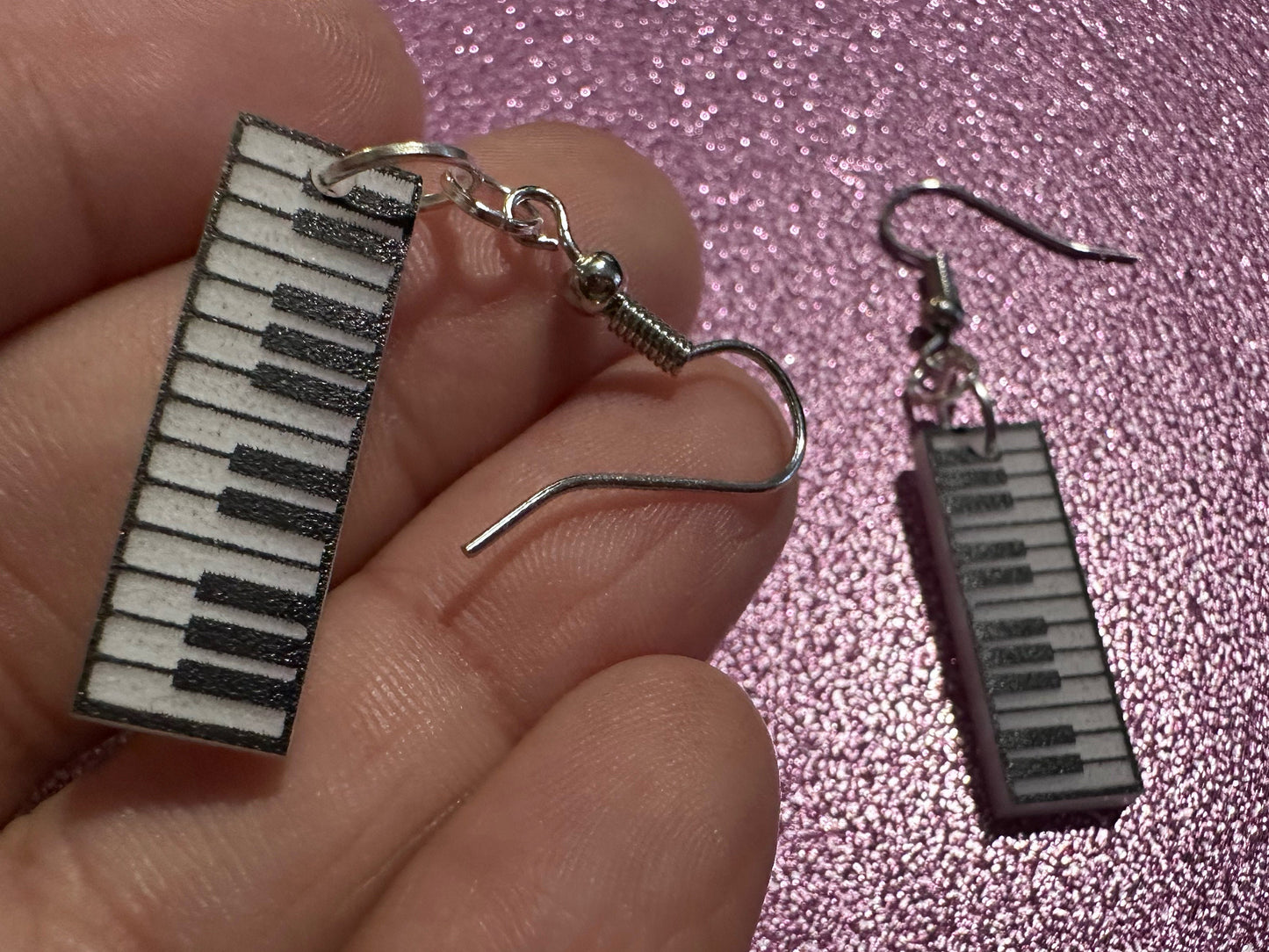 Piano Earrings: Laser Cut Acrylic Pianos, Keyboards, Music, Musical, Musician, Octave, Keys, Play, Instrument, Best Gifts for Her/Him/Them