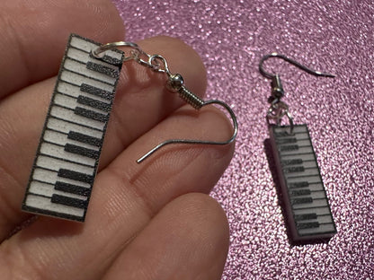 Piano Earrings: Laser Cut Acrylic Pianos, Keyboards, Music, Musical, Musician, Octave, Keys, Play, Instrument, Best Gifts for Her/Him/Them