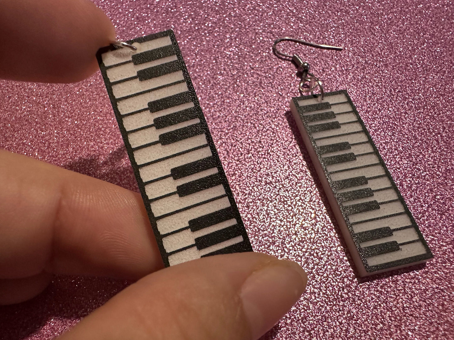 Piano Earrings: Laser Cut Acrylic Pianos, Keyboards, Music, Musical, Musician, Octave, Keys, Play, Instrument, Best Gifts for Her/Him/Them