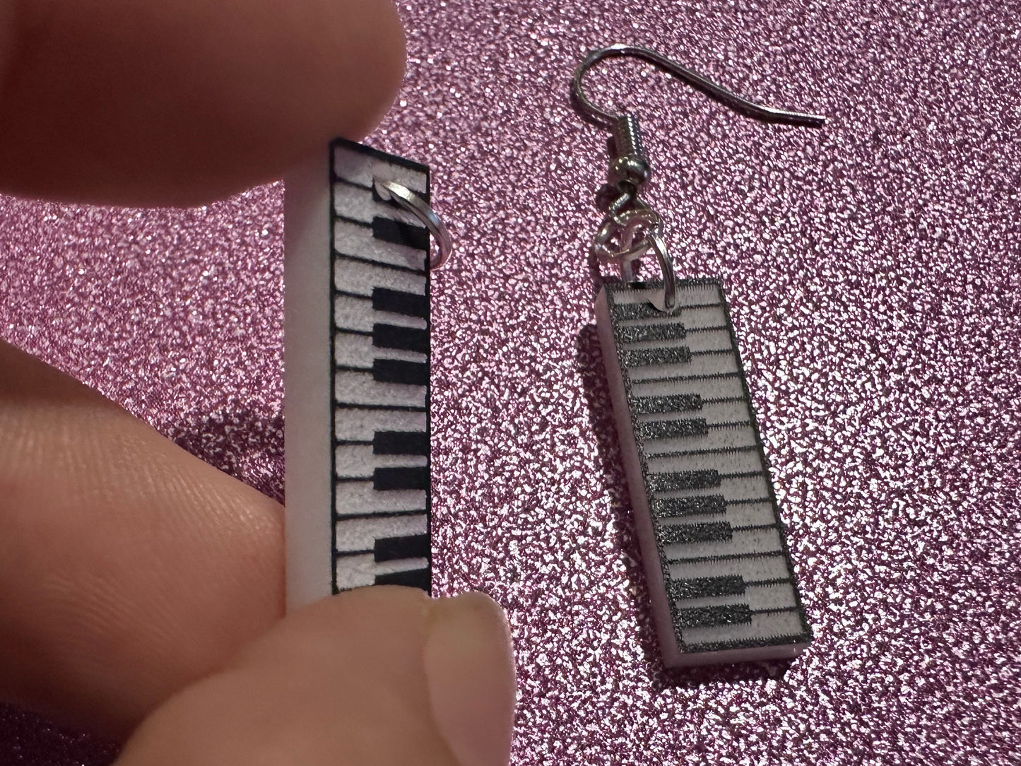 Piano Earrings: Laser Cut Acrylic Pianos, Keyboards, Music, Musical, Musician, Octave, Keys, Play, Instrument, Best Gifts for Her/Him/Them