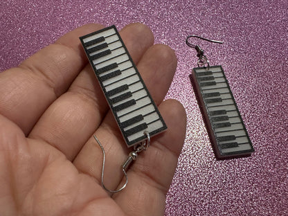 Piano Earrings: Laser Cut Acrylic Pianos, Keyboards, Music, Musical, Musician, Octave, Keys, Play, Instrument, Best Gifts for Her/Him/Them