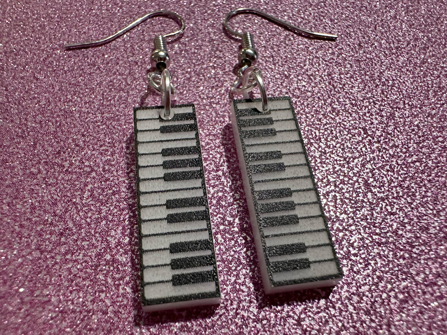 Piano Earrings: Laser Cut Acrylic Pianos, Keyboards, Music, Musical, Musician, Octave, Keys, Play, Instrument, Best Gifts for Her/Him/Them