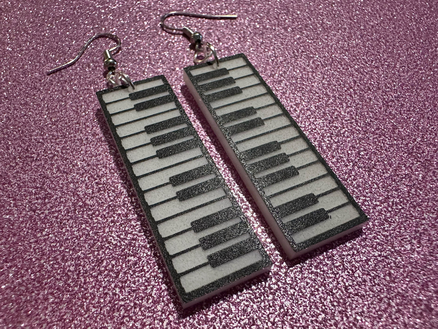 Piano Earrings: Laser Cut Acrylic Pianos, Keyboards, Music, Musical, Musician, Octave, Keys, Play, Instrument, Best Gifts for Her/Him/Them