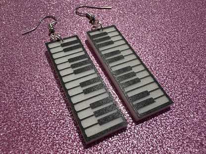 Piano Earrings: Laser Cut Acrylic Pianos, Keyboards, Music, Musical, Musician, Octave, Keys, Play, Instrument, Best Gifts for Her/Him/Them