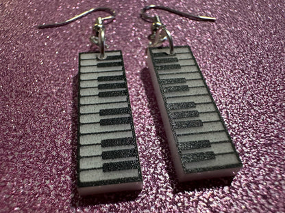 Piano Earrings: Laser Cut Acrylic Pianos, Keyboards, Music, Musical, Musician, Octave, Keys, Play, Instrument, Best Gifts for Her/Him/Them