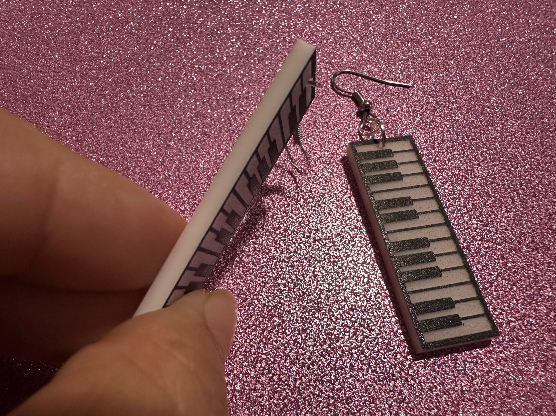 Piano Earrings: Laser Cut Acrylic Pianos, Keyboards, Music, Musical, Musician, Octave, Keys, Play, Instrument, Best Gifts for Her/Him/Them