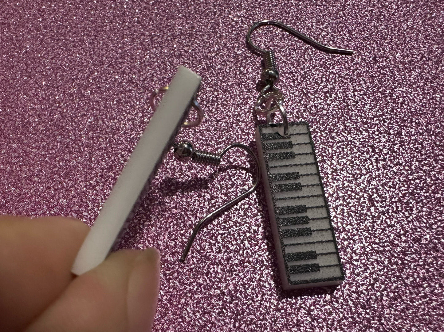 Piano Earrings: Laser Cut Acrylic Pianos, Keyboards, Music, Musical, Musician, Octave, Keys, Play, Instrument, Best Gifts for Her/Him/Them
