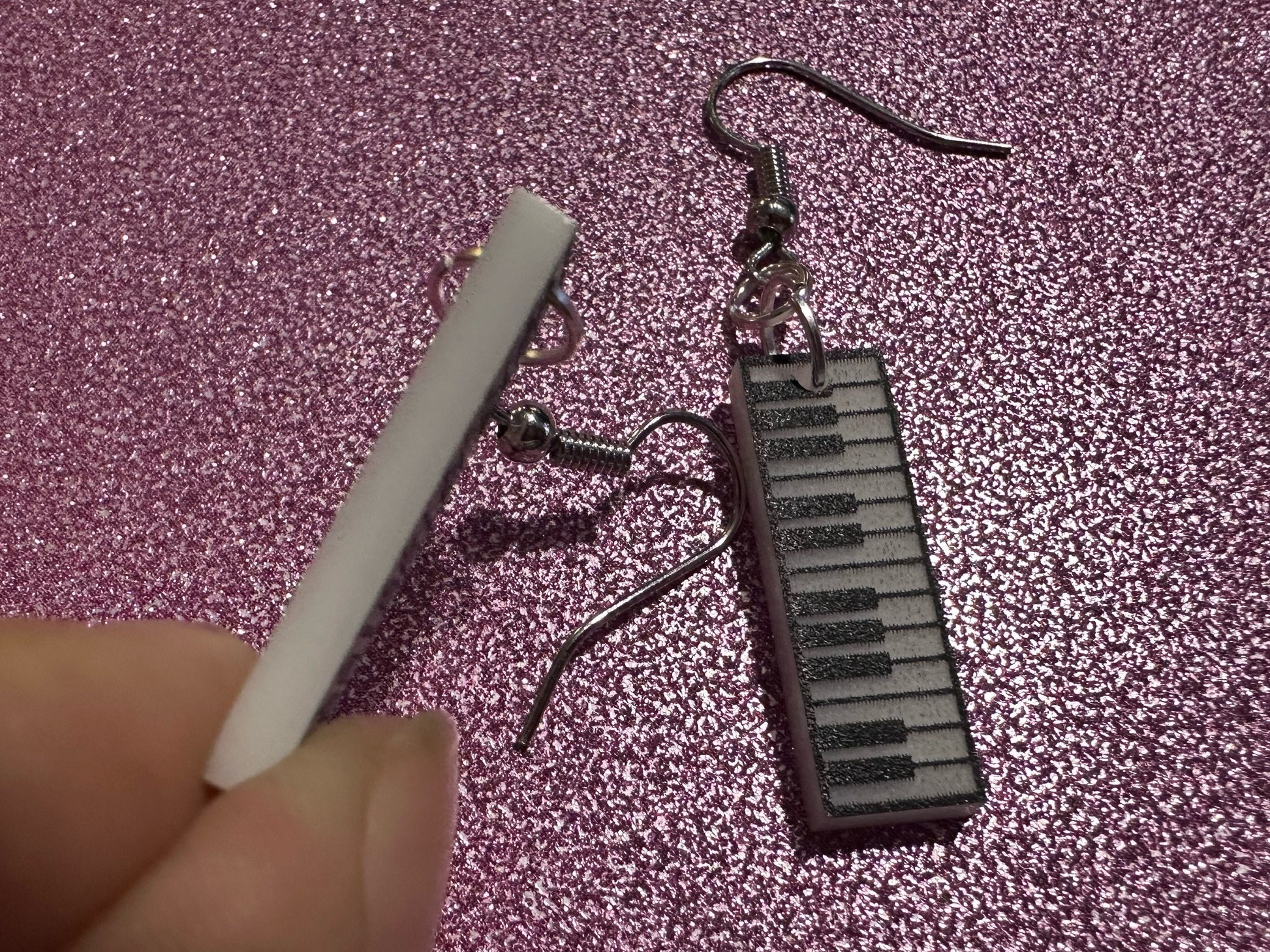 Piano Earrings: Laser Cut Acrylic Pianos, Keyboards, Music, Musical, Musician, Octave, Keys, Play, Instrument, Best Gifts for Her/Him/Them