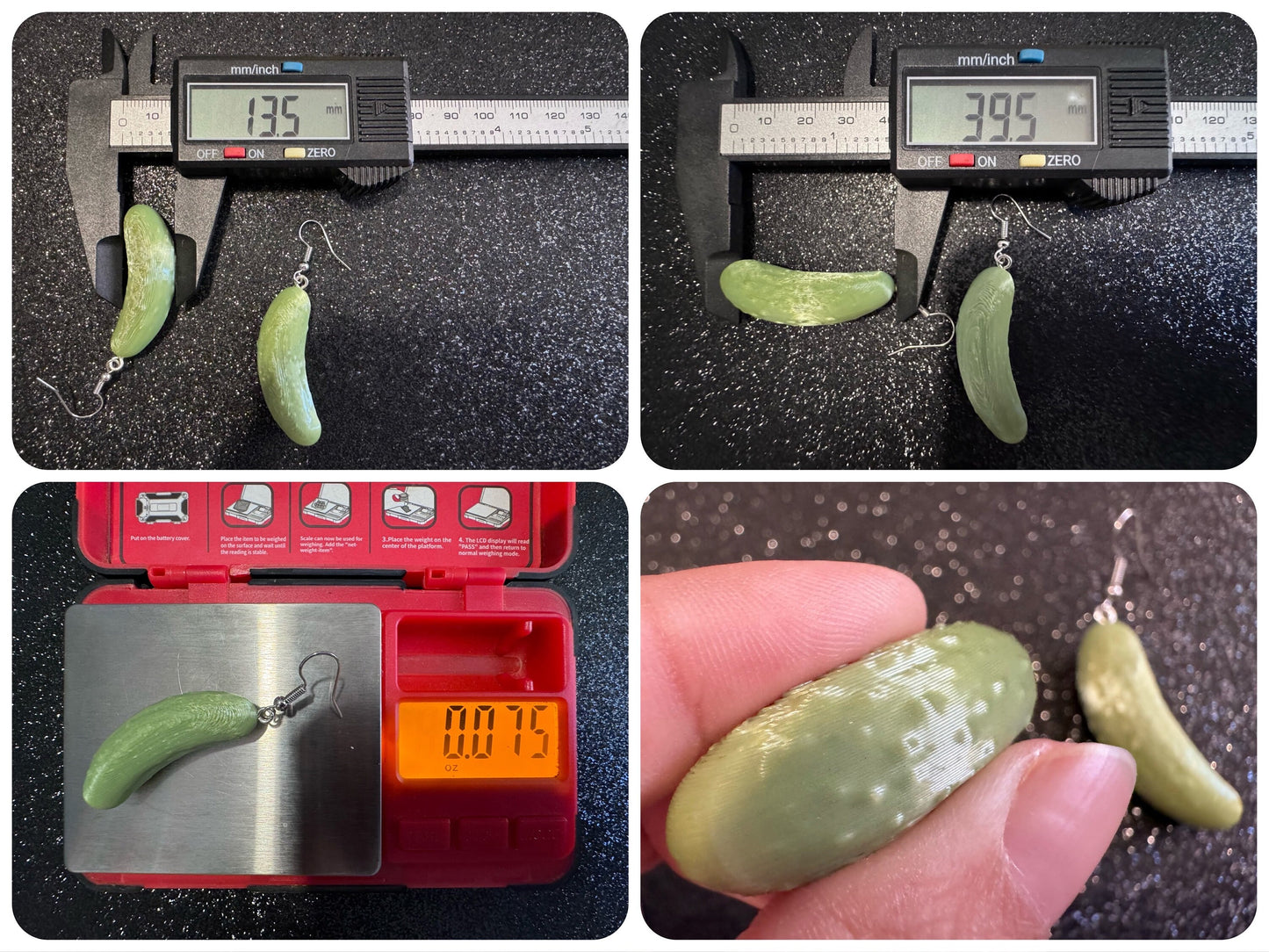 Pickle Earrings: 3D Printed Pickles, Cucumbers, Vegetables, Cartoon, Food Earrings, Best Gifts for Her/Him/Them