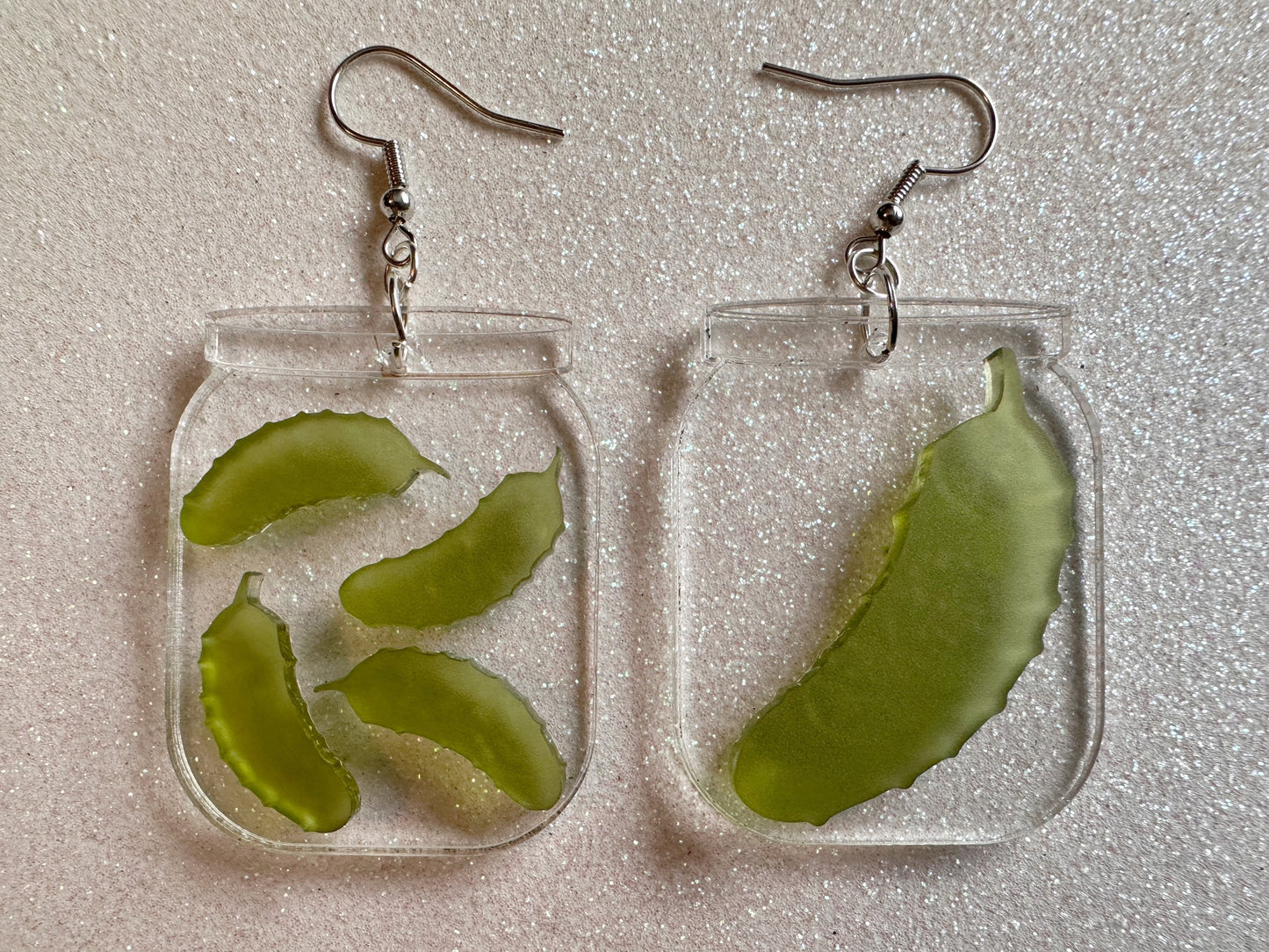 Pickle Earrings: Laser Cut Acrylic Pickle Jar Earrings, Pickle Festival, Cucumbers, Vegetables, Green, Food Earrings, Gifts for Her/Him/Them