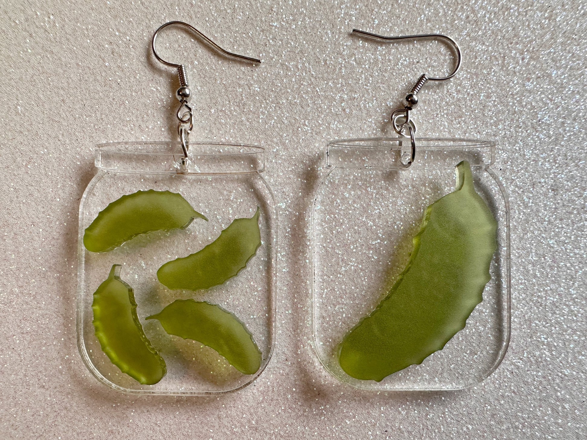 Pickle Earrings: Laser Cut Acrylic Pickle Jar Earrings, Pickle Festival, Cucumbers, Vegetables, Green, Food Earrings, Gifts for Her/Him/Them