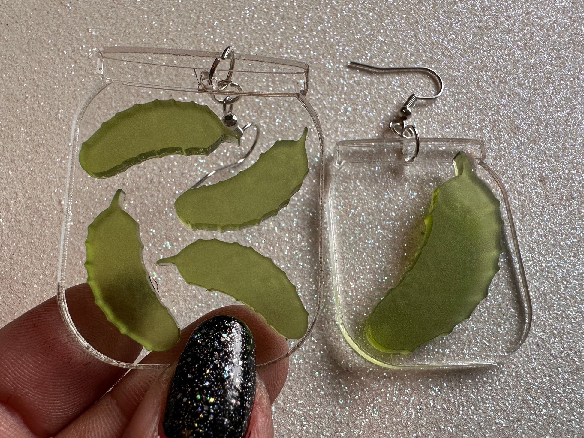 Pickle Earrings: Laser Cut Acrylic Pickle Jar Earrings, Pickle Festival, Cucumbers, Vegetables, Green, Food Earrings, Gifts for Her/Him/Them