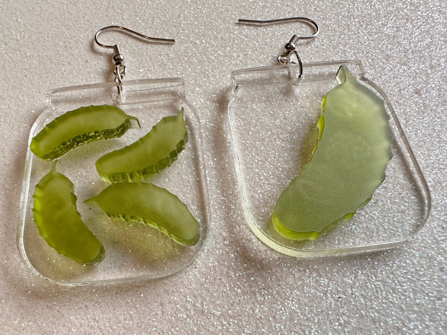 Pickle Earrings: Laser Cut Acrylic Pickle Jar Earrings, Pickle Festival, Cucumbers, Vegetables, Green, Food Earrings, Gifts for Her/Him/Them
