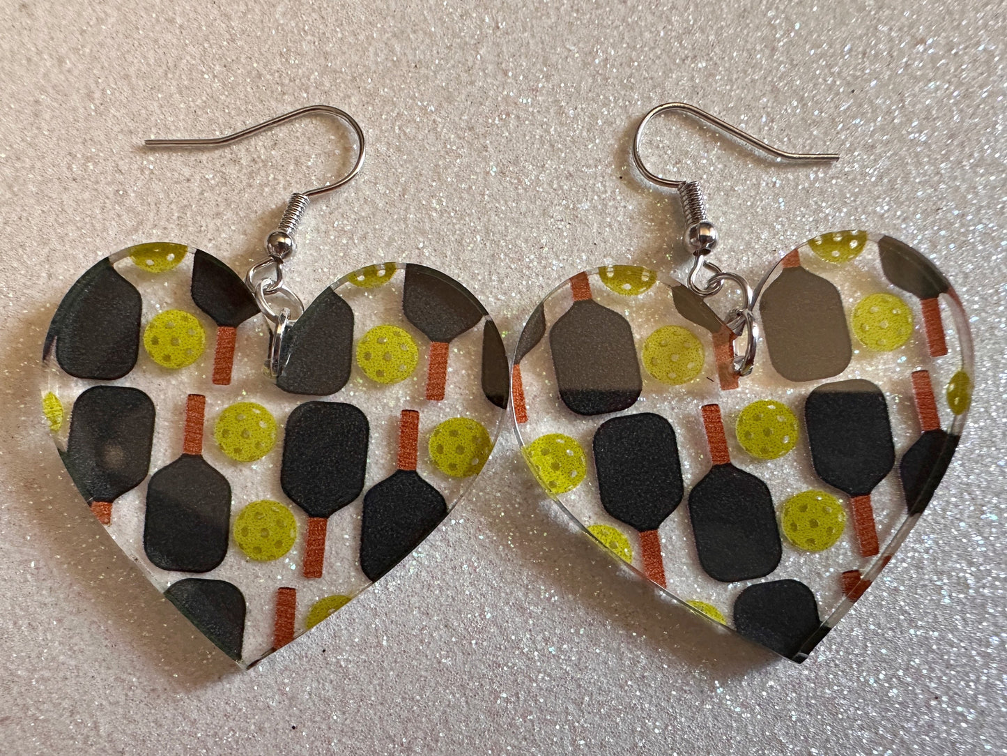 Pickleball Earrings: Laser Cut Acrylic Pickleball Rackets & Balls, Sports, Althetes, Hobby, Game, Playing, Sport Best Gifts for Her/Him/Them