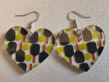 Pickleball Earrings: Laser Cut Acrylic Pickleball Rackets & Balls, Sports, Althetes, Hobby, Game, Playing, Sport Best Gifts for Her/Him/Them
