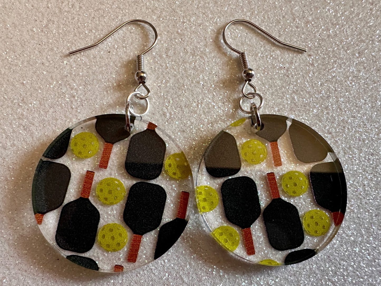 Pickleball Earrings: Laser Cut Acrylic Pickleball Rackets & Balls, Sports, Althetes, Hobby, Game, Playing, Sport Best Gifts for Her/Him/Them