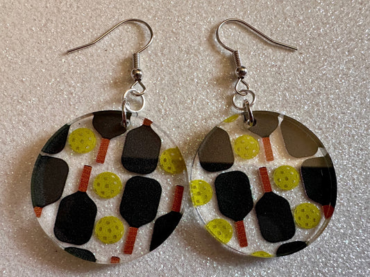 Pickleball Earrings: Laser Cut Acrylic Pickleball Rackets & Balls, Sports, Althetes, Hobby, Game, Playing, Sport Best Gifts for Her/Him/Them
