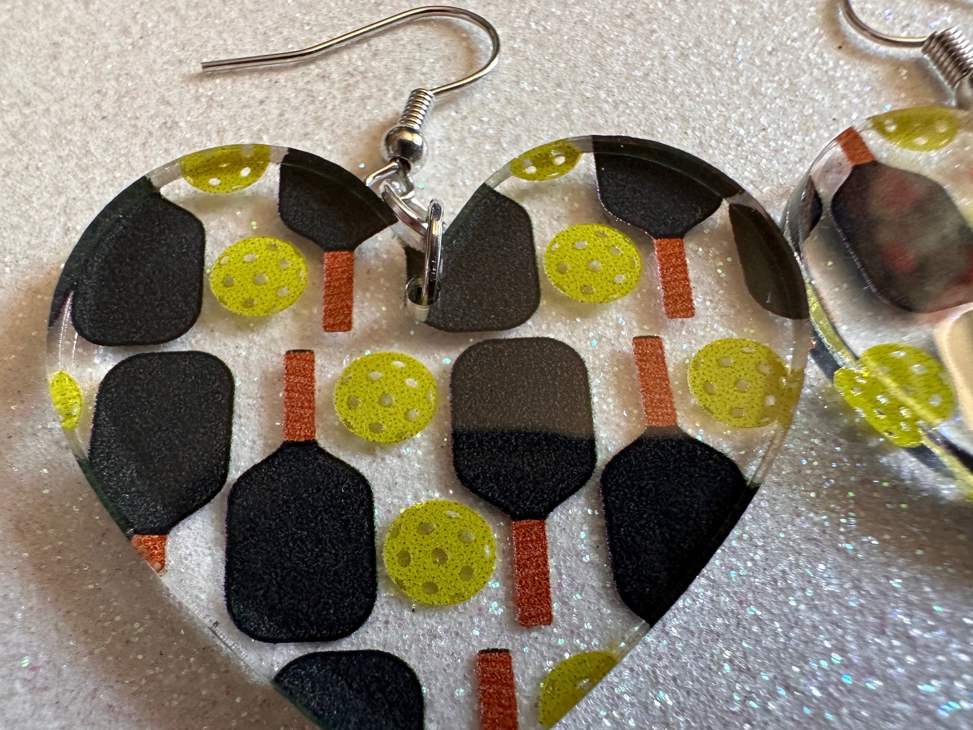 Pickleball Earrings: Laser Cut Acrylic Pickleball Rackets & Balls, Sports, Althetes, Hobby, Game, Playing, Sport Best Gifts for Her/Him/Them