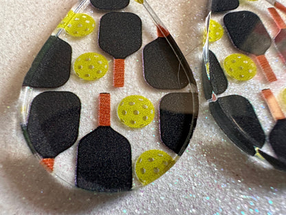 Pickleball Earrings: Laser Cut Acrylic Pickleball Rackets & Balls, Sports, Althetes, Hobby, Game, Playing, Sport Best Gifts for Her/Him/Them