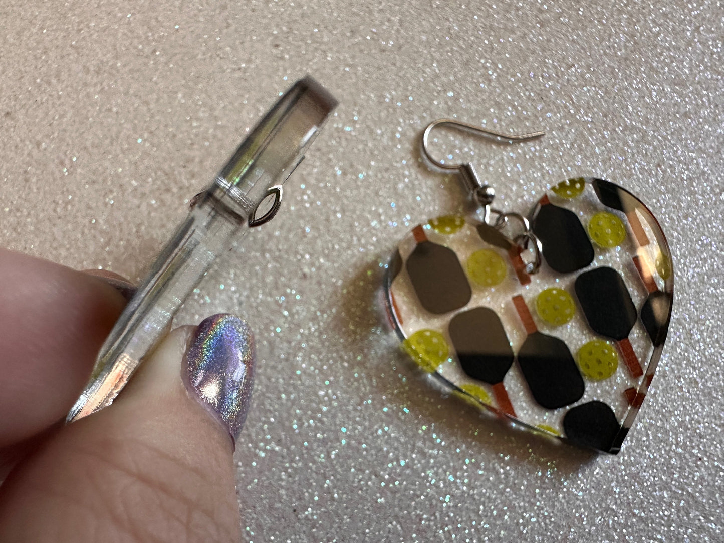 Pickleball Earrings: Laser Cut Acrylic Pickleball Rackets & Balls, Sports, Althetes, Hobby, Game, Playing, Sport Best Gifts for Her/Him/Them