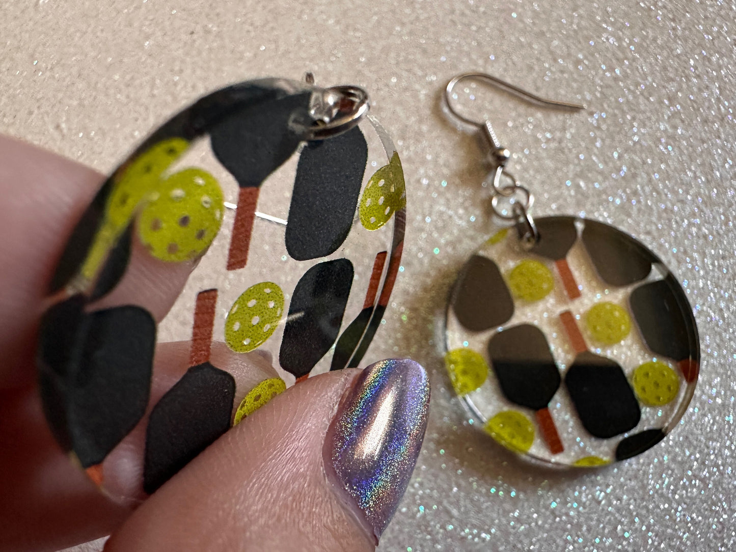 Pickleball Earrings: Laser Cut Acrylic Pickleball Rackets & Balls, Sports, Althetes, Hobby, Game, Playing, Sport Best Gifts for Her/Him/Them