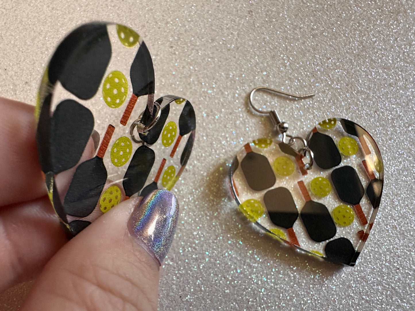 Pickleball Earrings: Laser Cut Acrylic Pickleball Rackets & Balls, Sports, Althetes, Hobby, Game, Playing, Sport Best Gifts for Her/Him/Them