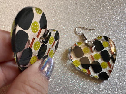 Pickleball Earrings: Laser Cut Acrylic Pickleball Rackets & Balls, Sports, Althetes, Hobby, Game, Playing, Sport Best Gifts for Her/Him/Them