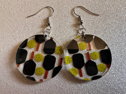 Pickleball Earrings: Laser Cut Acrylic Pickleball Rackets & Balls, Sports, Althetes, Hobby, Game, Playing, Sport Best Gifts for Her/Him/Them