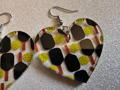 Pickleball Earrings: Laser Cut Acrylic Pickleball Rackets & Balls, Sports, Althetes, Hobby, Game, Playing, Sport Best Gifts for Her/Him/Them