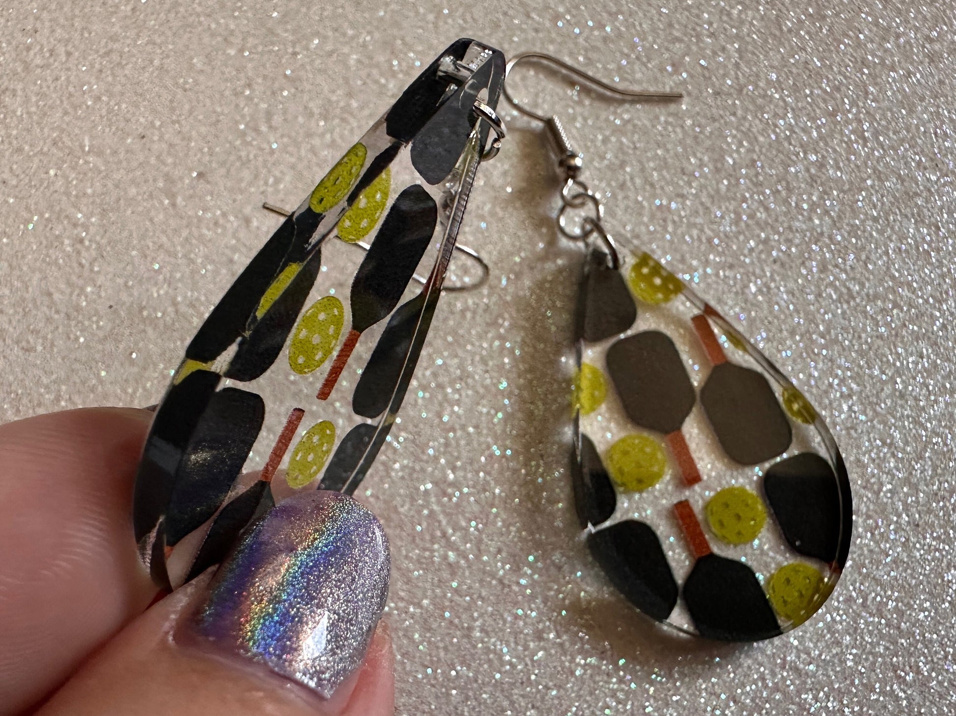Pickleball Earrings: Laser Cut Acrylic Pickleball Rackets & Balls, Sports, Althetes, Hobby, Game, Playing, Sport Best Gifts for Her/Him/Them