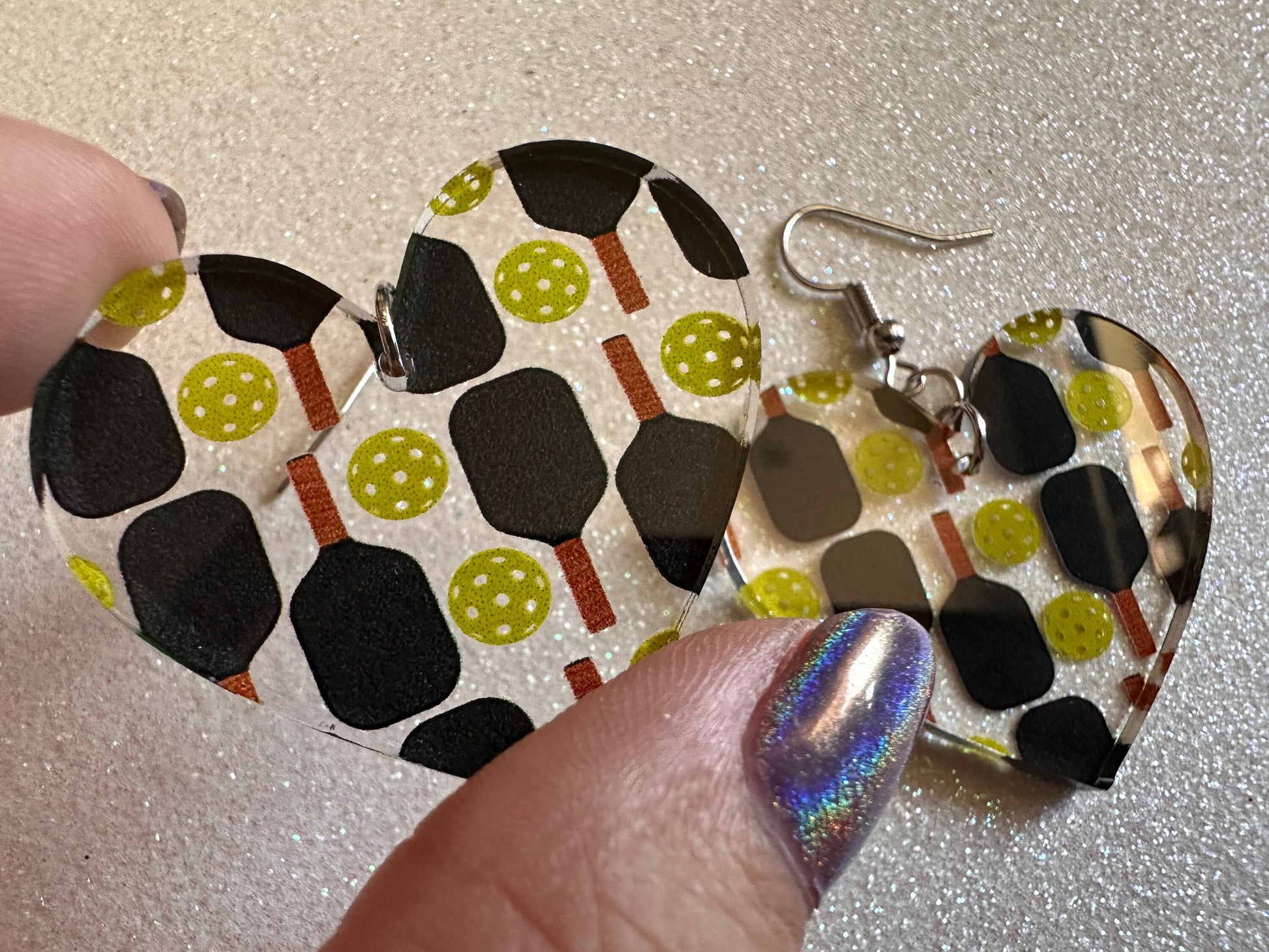 Pickleball Earrings: Laser Cut Acrylic Pickleball Rackets & Balls, Sports, Althetes, Hobby, Game, Playing, Sport Best Gifts for Her/Him/Them