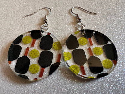 Pickleball Earrings: Laser Cut Acrylic Pickleball Rackets & Balls, Sports, Althetes, Hobby, Game, Playing, Sport Best Gifts for Her/Him/Them