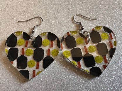 Pickleball Earrings: Laser Cut Acrylic Pickleball Rackets & Balls, Sports, Althetes, Hobby, Game, Playing, Sport Best Gifts for Her/Him/Them