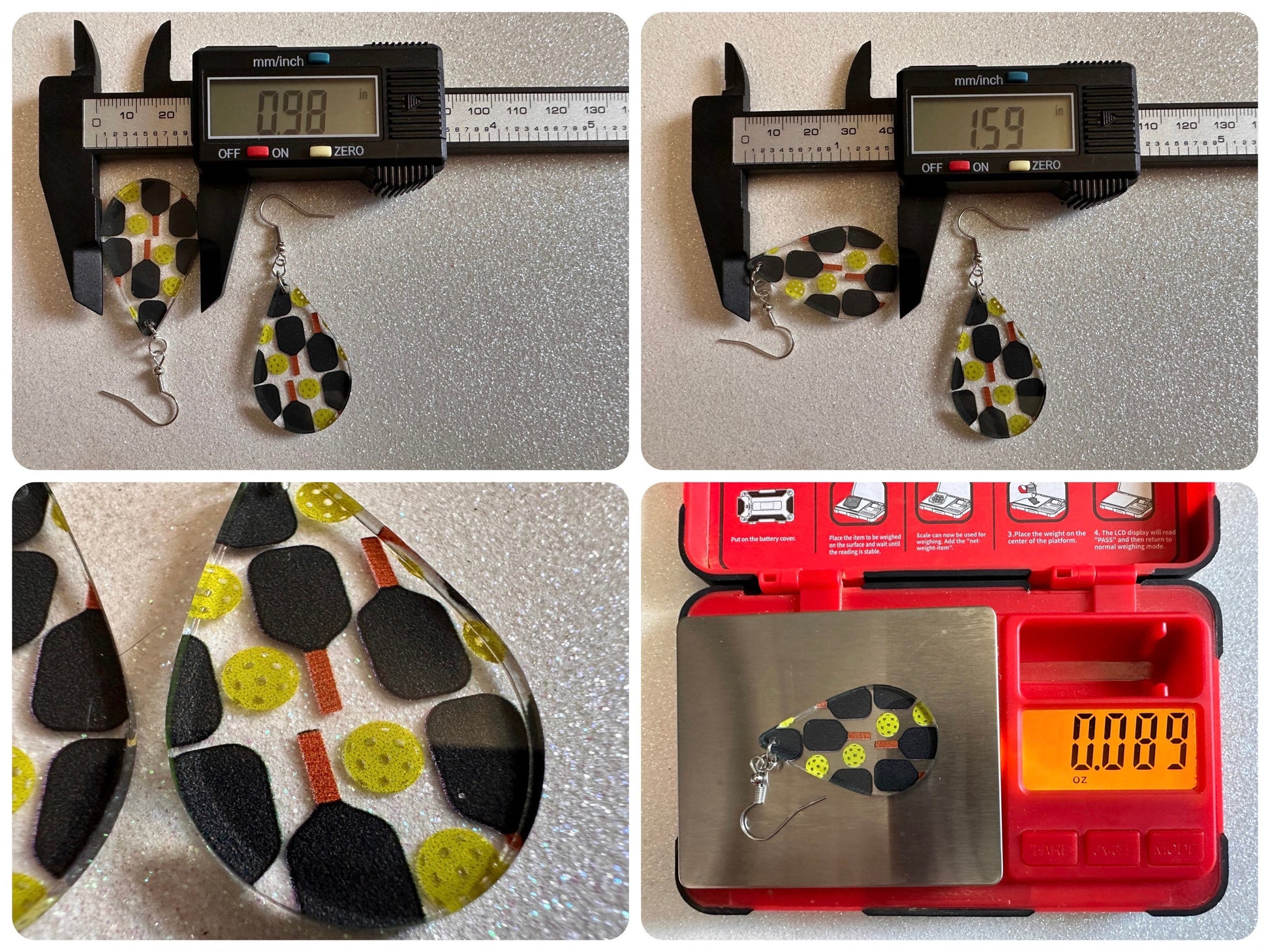 Pickleball Earrings: Laser Cut Acrylic Pickleball Rackets & Balls, Sports, Althetes, Hobby, Game, Playing, Sport Best Gifts for Her/Him/Them