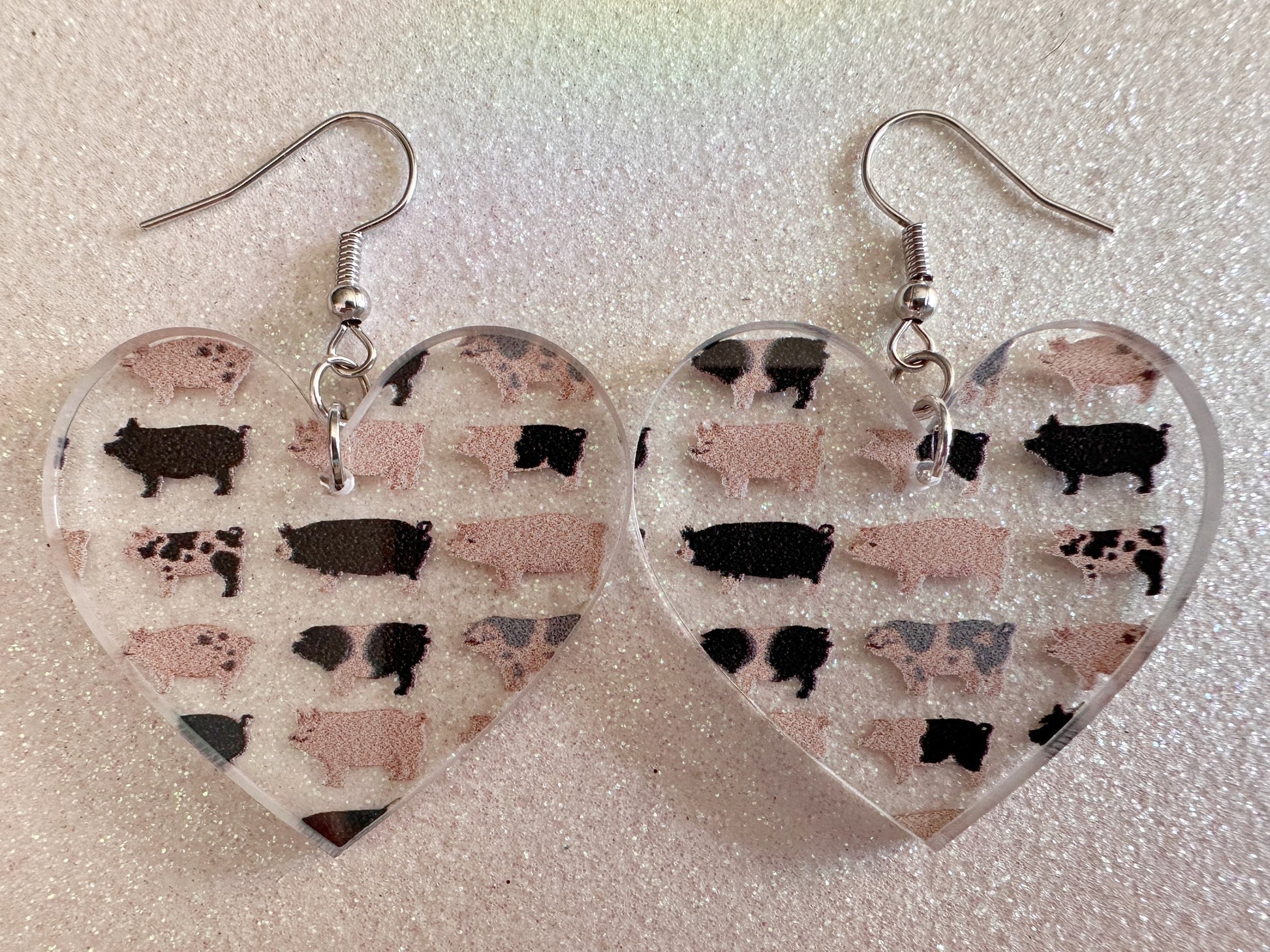 Pig Earrings: Laser Cut Acrylic Pigs, Piglet, Piggy, Oink, Farm Animals, Piggies, Pink, Spotted Pigs, Black Pigs, Gifts for Her/Him/Them