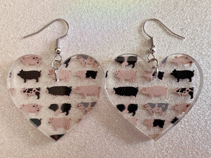 Pig Earrings: Laser Cut Acrylic Pigs, Piglet, Piggy, Oink, Farm Animals, Piggies, Pink, Spotted Pigs, Black Pigs, Gifts for Her/Him/Them