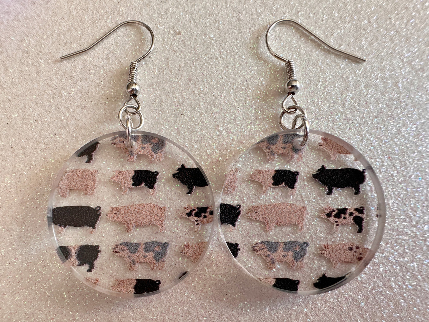 Pig Earrings: Laser Cut Acrylic Pigs, Piglet, Piggy, Oink, Farm Animals, Piggies, Pink, Spotted Pigs, Black Pigs, Gifts for Her/Him/Them