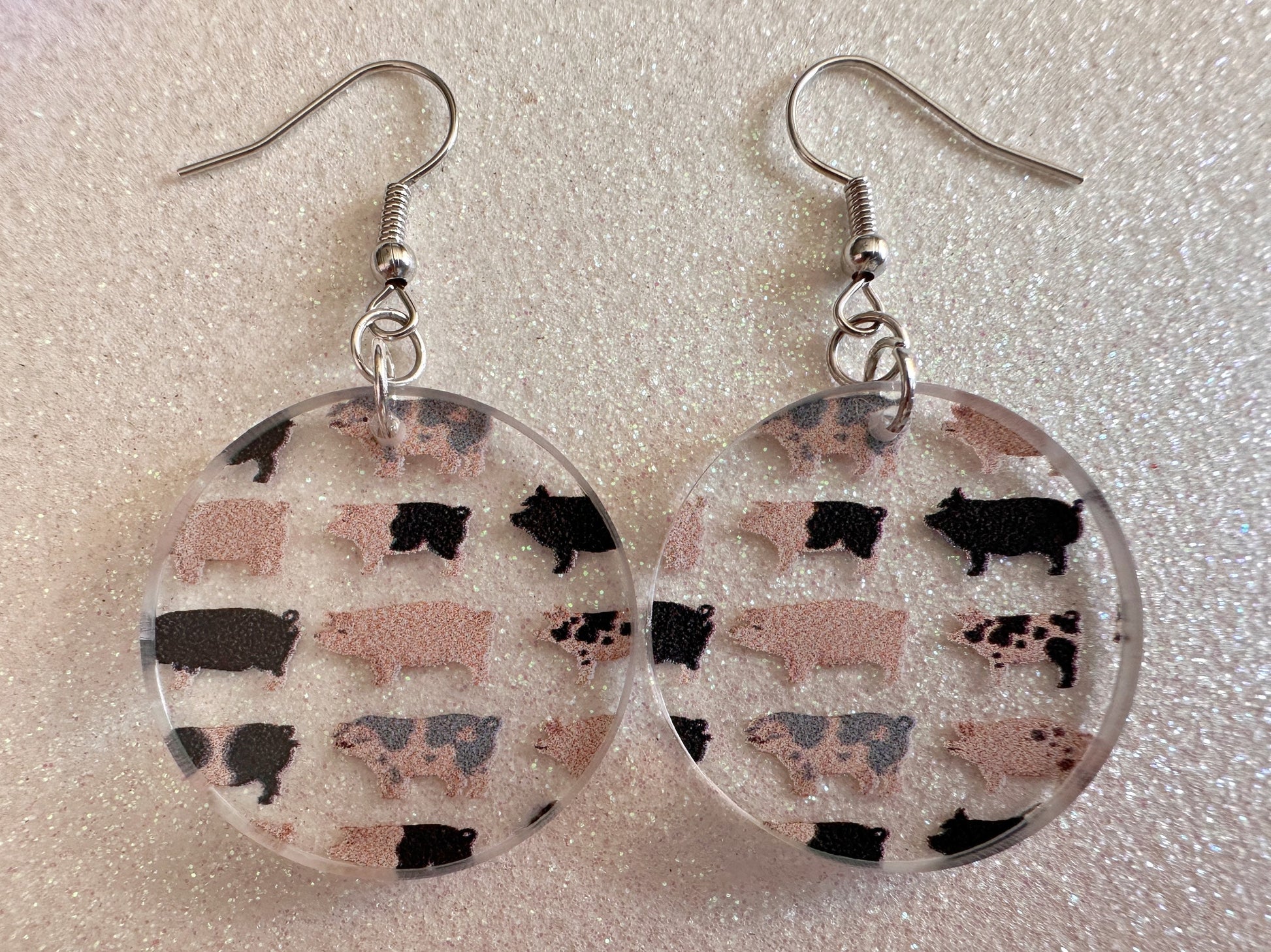 Pig Earrings: Laser Cut Acrylic Pigs, Piglet, Piggy, Oink, Farm Animals, Piggies, Pink, Spotted Pigs, Black Pigs, Gifts for Her/Him/Them