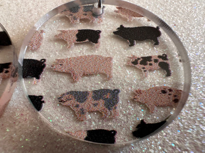 Pig Earrings: Laser Cut Acrylic Pigs, Piglet, Piggy, Oink, Farm Animals, Piggies, Pink, Spotted Pigs, Black Pigs, Gifts for Her/Him/Them