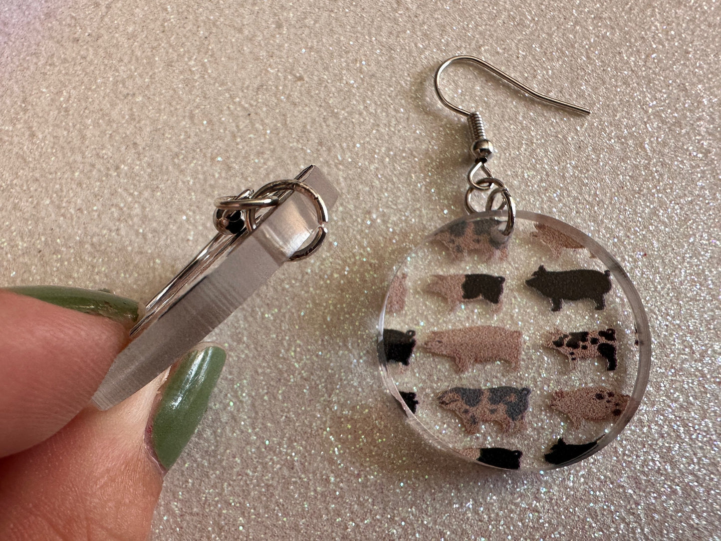 Pig Earrings: Laser Cut Acrylic Pigs, Piglet, Piggy, Oink, Farm Animals, Piggies, Pink, Spotted Pigs, Black Pigs, Gifts for Her/Him/Them