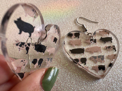 Pig Earrings: Laser Cut Acrylic Pigs, Piglet, Piggy, Oink, Farm Animals, Piggies, Pink, Spotted Pigs, Black Pigs, Gifts for Her/Him/Them