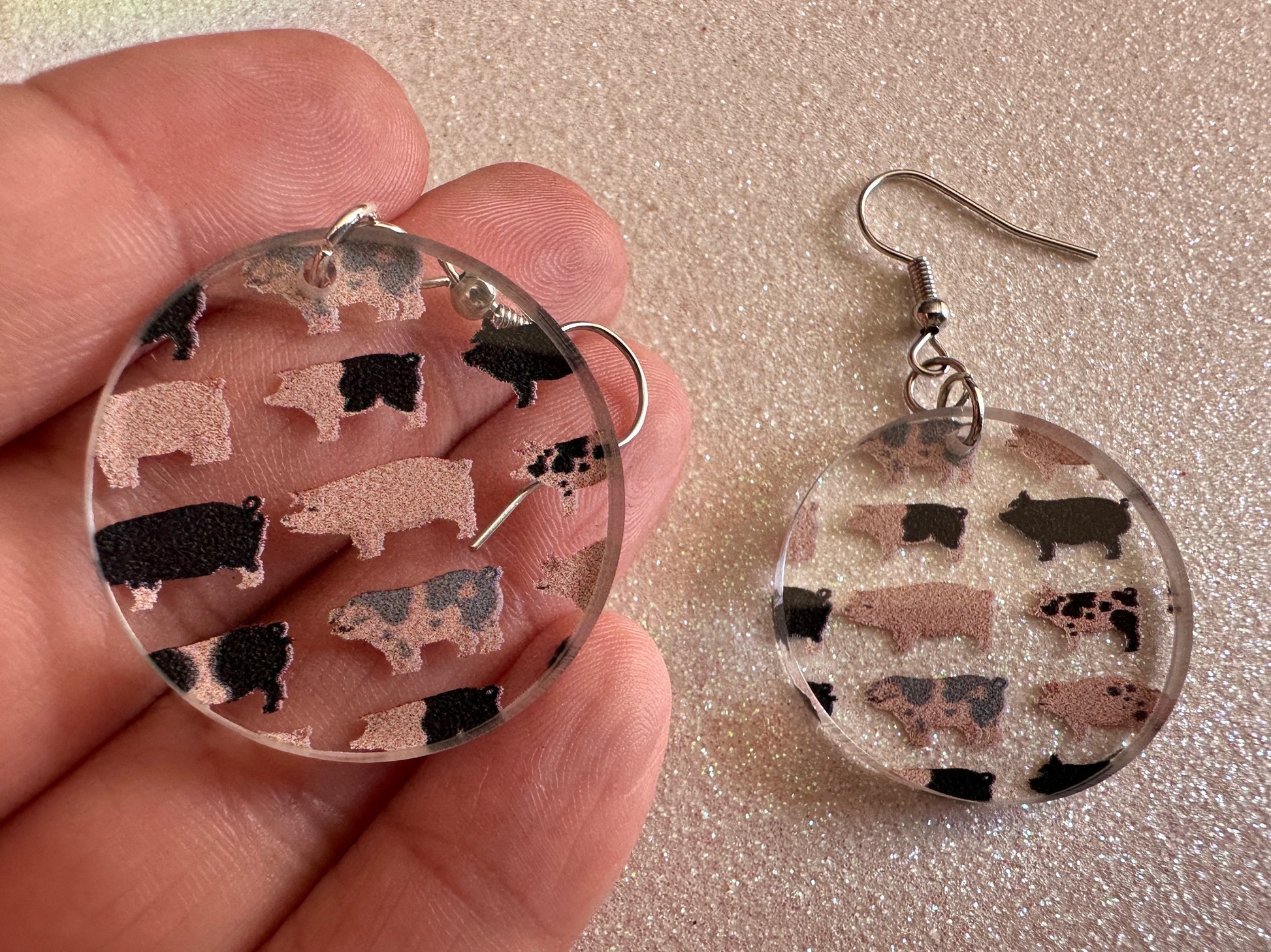 Pig Earrings: Laser Cut Acrylic Pigs, Piglet, Piggy, Oink, Farm Animals, Piggies, Pink, Spotted Pigs, Black Pigs, Gifts for Her/Him/Them