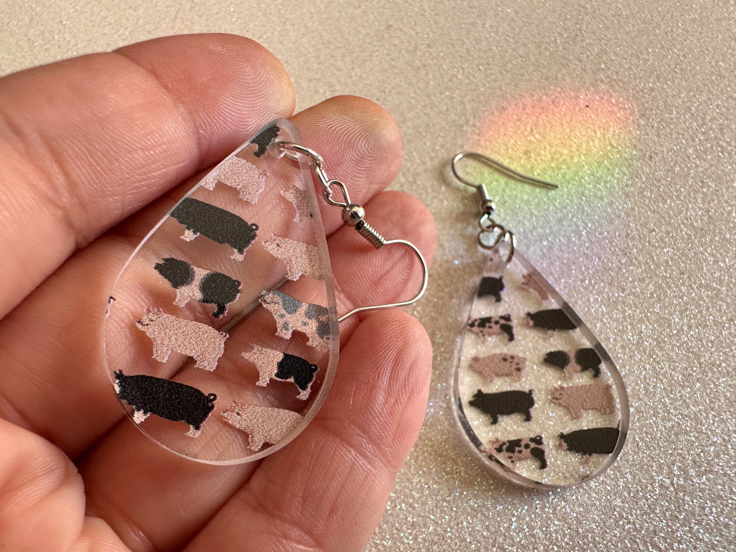 Pig Earrings: Laser Cut Acrylic Pigs, Piglet, Piggy, Oink, Farm Animals, Piggies, Pink, Spotted Pigs, Black Pigs, Gifts for Her/Him/Them