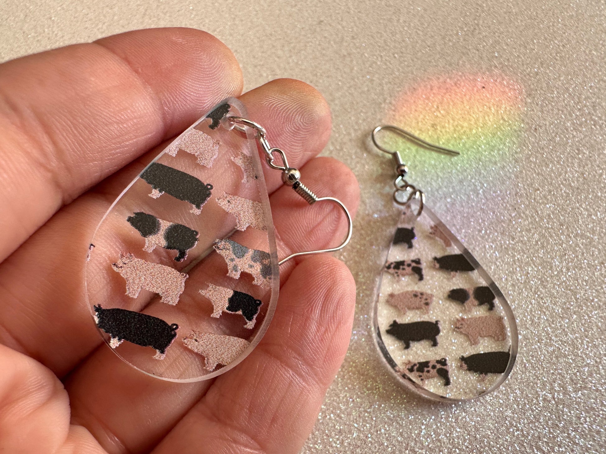 Pig Earrings: Laser Cut Acrylic Pigs, Piglet, Piggy, Oink, Farm Animals, Piggies, Pink, Spotted Pigs, Black Pigs, Gifts for Her/Him/Them