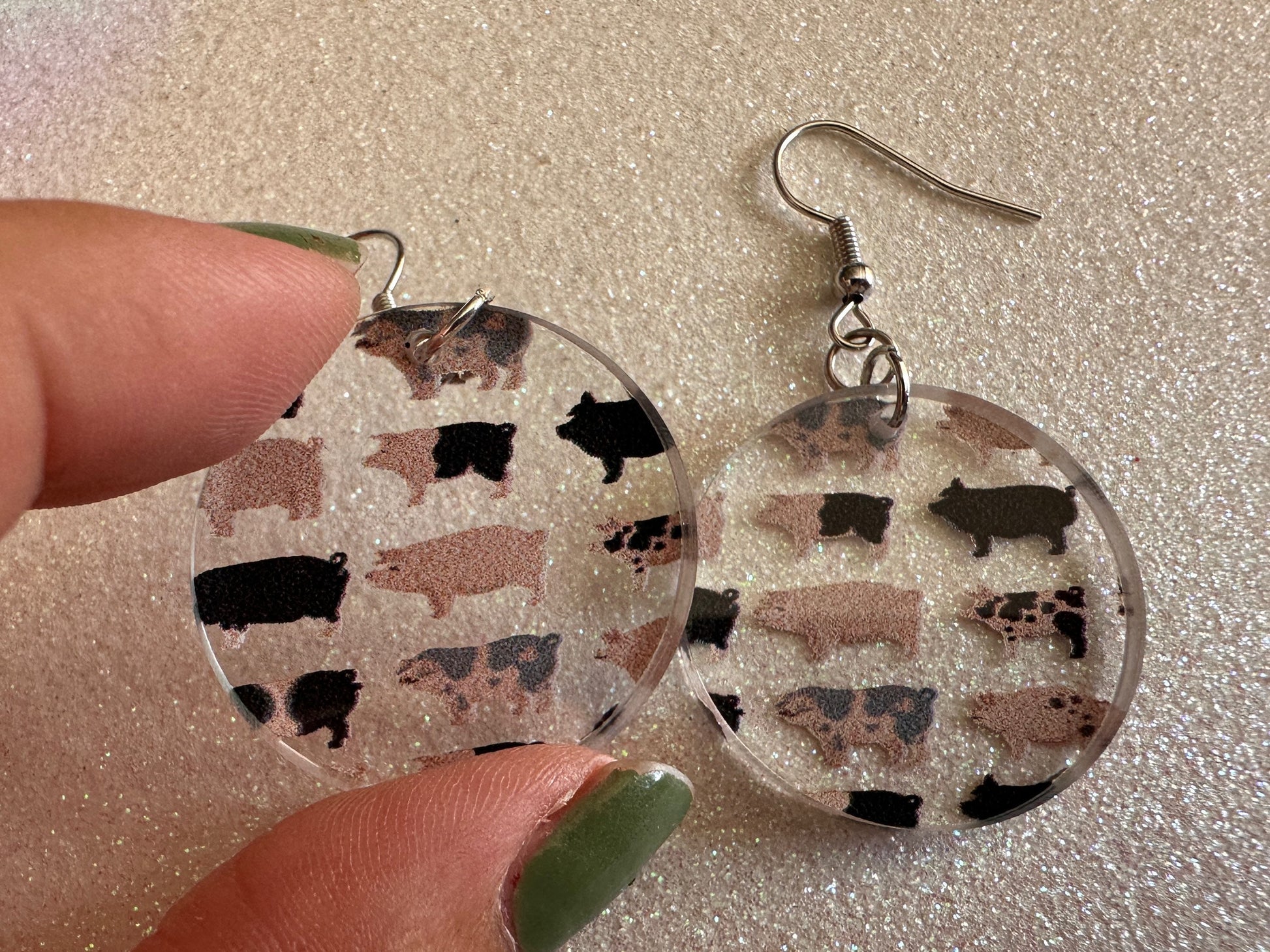 Pig Earrings: Laser Cut Acrylic Pigs, Piglet, Piggy, Oink, Farm Animals, Piggies, Pink, Spotted Pigs, Black Pigs, Gifts for Her/Him/Them