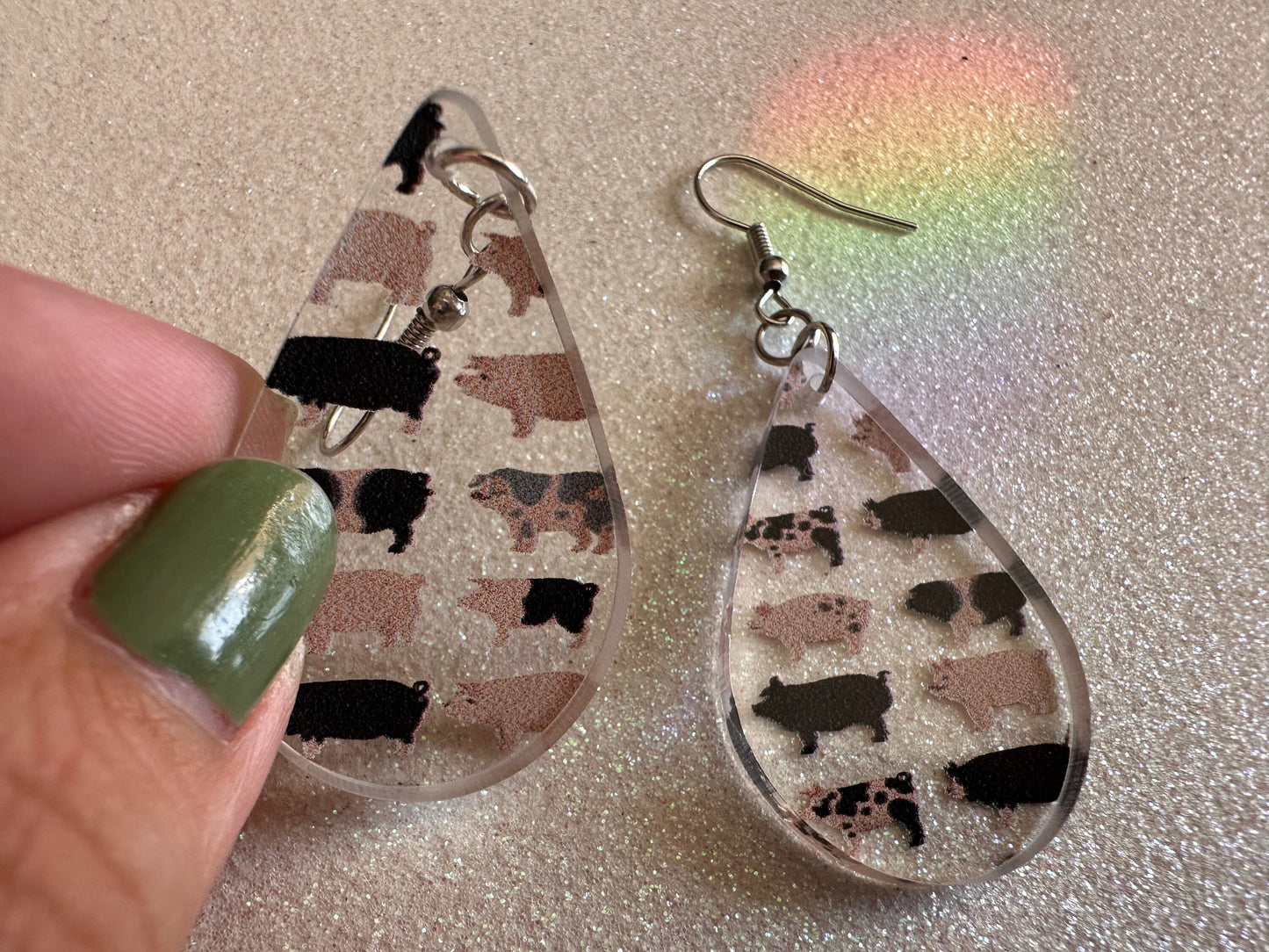Pig Earrings: Laser Cut Acrylic Pigs, Piglet, Piggy, Oink, Farm Animals, Piggies, Pink, Spotted Pigs, Black Pigs, Gifts for Her/Him/Them
