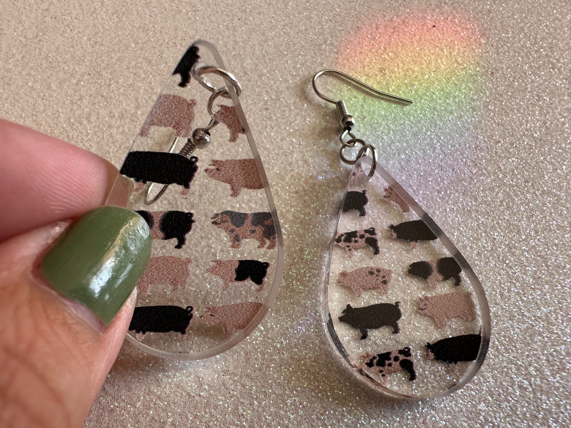 Pig Earrings: Laser Cut Acrylic Pigs, Piglet, Piggy, Oink, Farm Animals, Piggies, Pink, Spotted Pigs, Black Pigs, Gifts for Her/Him/Them